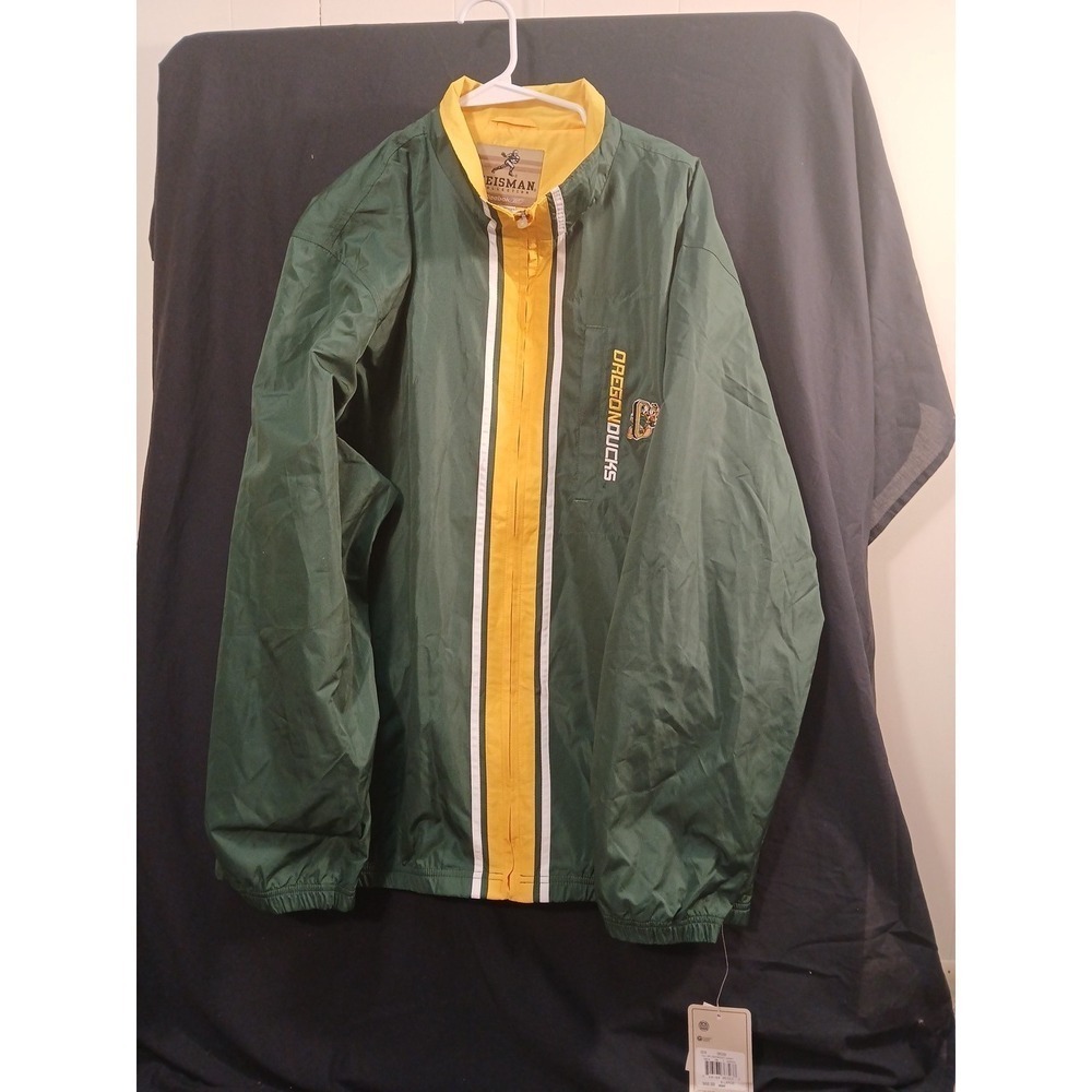 Oregon Ducks Jacket Mens XL Green Yellow NCAA Football Reebok Heisman New!!